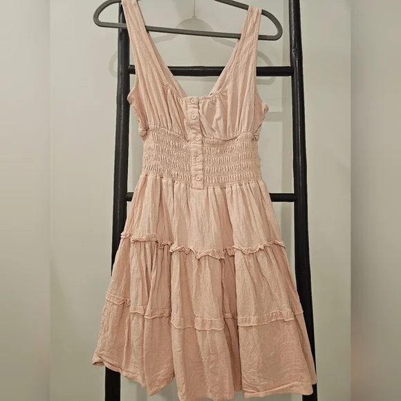Lulu's Blush Pink Tiered Button-Front Mini Dress - Picture 2 of 7
